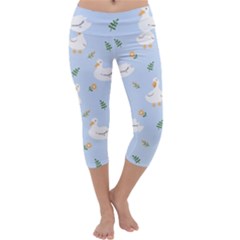 Duck-flower-seamless-pattern-background Capri Yoga Leggings