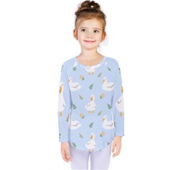 Duck-flower-seamless-pattern-background Kids  Long Sleeve Tee