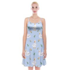 Duck-flower-seamless-pattern-background Spaghetti Strap Velvet Dress