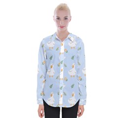 Duck-flower-seamless-pattern-background Womens Long Sleeve Shirt