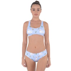 Duck-flower-seamless-pattern-background Criss Cross Bikini Set