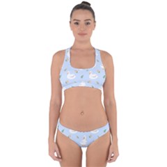 Duck-flower-seamless-pattern-background Cross Back Hipster Bikini Set