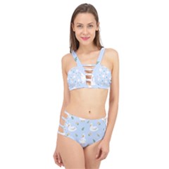 Duck-flower-seamless-pattern-background Cage Up Bikini Set