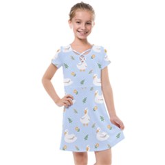 Duck-flower-seamless-pattern-background Kids  Cross Web Dress