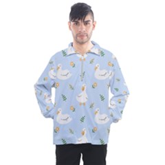 Duck-flower-seamless-pattern-background Men s Half Zip Pullover