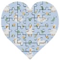 Duck-flower-seamless-pattern-background Wooden Puzzle Heart View1