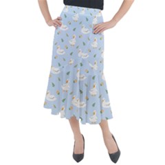 Duck-flower-seamless-pattern-background Midi Mermaid Skirt