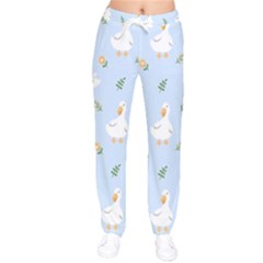 Duck-flower-seamless-pattern-background Women Velvet Drawstring Pants