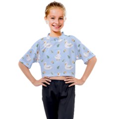 Duck-flower-seamless-pattern-background Kids Mock Neck Tee