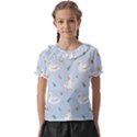 Duck-flower-seamless-pattern-background Kids  Frill Chiffon Blouse View1