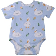 Duck-flower-seamless-pattern-background Baby Short Sleeve Onesie Bodysuit