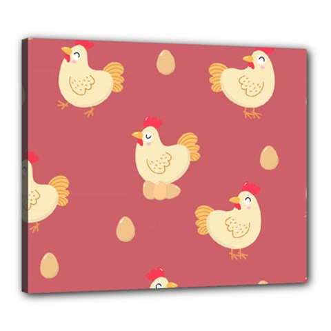 Cute-chicken-eggs-seamless-pattern Canvas 24  X 20  (stretched) by Jancukart