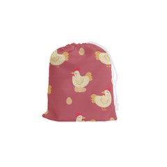 Cute-chicken-eggs-seamless-pattern Drawstring Pouch (small) by Jancukart