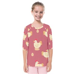 Cute-chicken-eggs-seamless-pattern Kids  Quarter Sleeve Raglan Tee