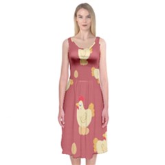 Cute-chicken-eggs-seamless-pattern Midi Sleeveless Dress