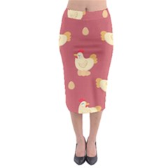 Cute-chicken-eggs-seamless-pattern Midi Pencil Skirt