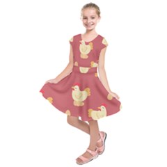 Cute-chicken-eggs-seamless-pattern Kids  Short Sleeve Dress