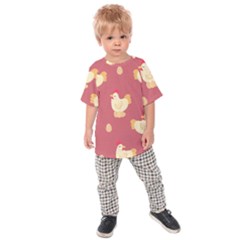 Cute-chicken-eggs-seamless-pattern Kids  Raglan Tee