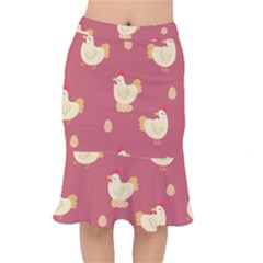 Cute-chicken-eggs-seamless-pattern Short Mermaid Skirt