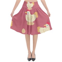 Cute-chicken-eggs-seamless-pattern Flared Midi Skirt