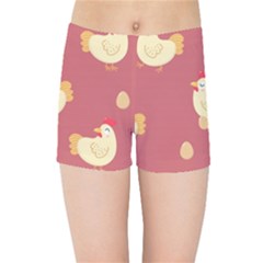 Cute-chicken-eggs-seamless-pattern Kids  Sports Shorts by Jancukart