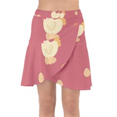 Cute-chicken-eggs-seamless-pattern Wrap Front Skirt