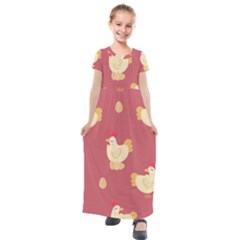 Cute-chicken-eggs-seamless-pattern Kids  Short Sleeve Maxi Dress by Jancukart