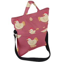 Cute-chicken-eggs-seamless-pattern Fold Over Handle Tote Bag by Jancukart