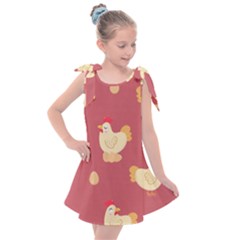 Cute-chicken-eggs-seamless-pattern Kids  Tie Up Tunic Dress by Jancukart