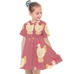 Cute-chicken-eggs-seamless-pattern Kids  Sailor Dress