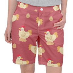 Cute-chicken-eggs-seamless-pattern Pocket Shorts by Jancukart