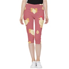 Cute-chicken-eggs-seamless-pattern Inside Out Lightweight Velour Capri Leggings 