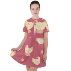 Cute-chicken-eggs-seamless-pattern Short Sleeve Shoulder Cut Out Dress  by Jancukart