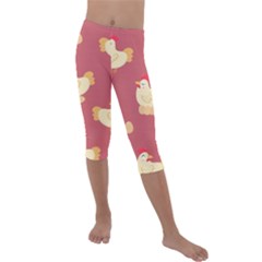 Cute-chicken-eggs-seamless-pattern Kids  Lightweight Velour Capri Leggings 