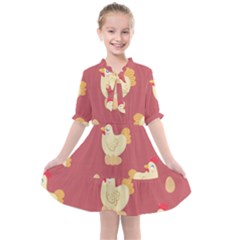 Cute-chicken-eggs-seamless-pattern Kids  All Frills Chiffon Dress