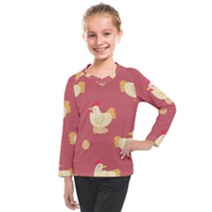 Cute-chicken-eggs-seamless-pattern Kids  Long Mesh Tee