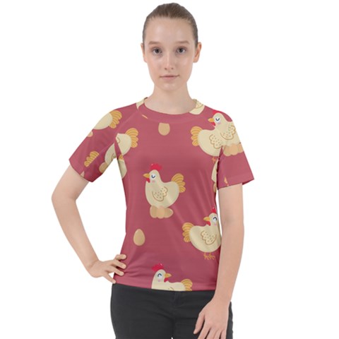 Cute-chicken-eggs-seamless-pattern Women s Sport Raglan Tee by Jancukart