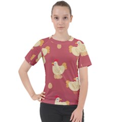 Cute-chicken-eggs-seamless-pattern Women s Sport Raglan Tee