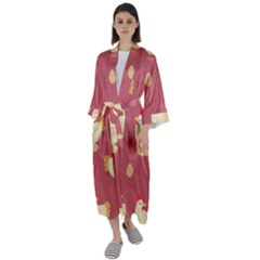 Cute-chicken-eggs-seamless-pattern Maxi Satin Kimono