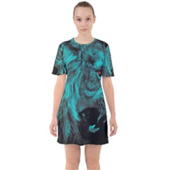 Angry Male Lion Predator Carnivore Sixties Short Sleeve Mini Dress by Jancukart