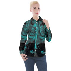 Angry Male Lion Predator Carnivore Women s Long Sleeve Pocket Shirt