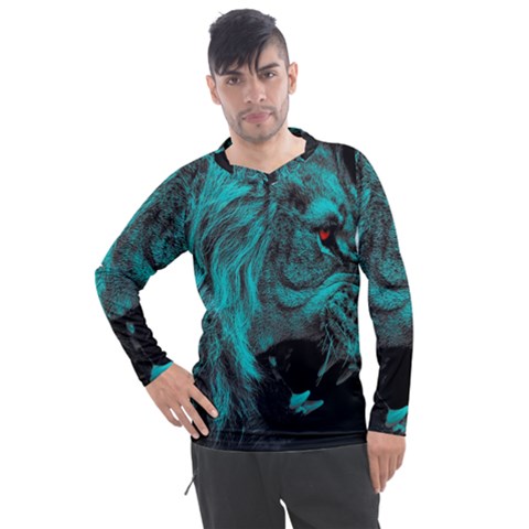 Angry Male Lion Predator Carnivore Men s Pique Long Sleeve Tee by Jancukart