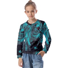 Angry Male Lion Predator Carnivore Kids  Long Sleeve Tee With Frill 