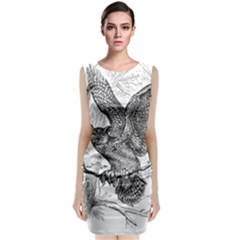 Owl-animals-wild-jungle-nature Sleeveless Velvet Midi Dress