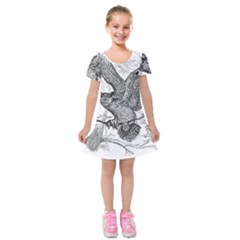 Owl-animals-wild-jungle-nature Kids  Short Sleeve Velvet Dress