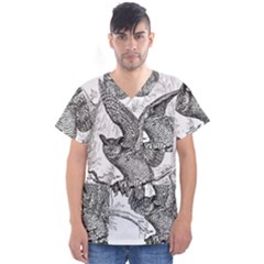 Owl-animals-wild-jungle-nature Men s V-neck Scrub Top