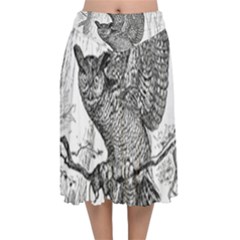 Owl-animals-wild-jungle-nature Velvet Flared Midi Skirt