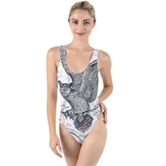 Owl-animals-wild-jungle-nature High Leg Strappy Swimsuit