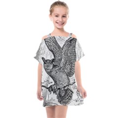 Owl-animals-wild-jungle-nature Kids  One Piece Chiffon Dress