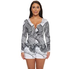 Owl-animals-wild-jungle-nature Long Sleeve Boyleg Swimsuit